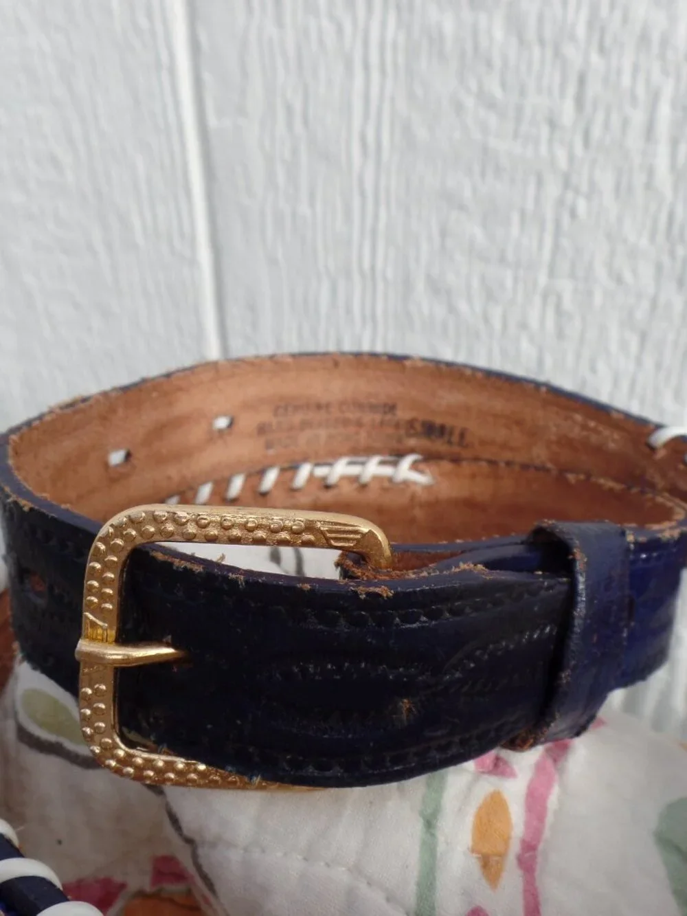 VINTAGE Seed Bead Belt LEATHER *Hat Band * Boot Wrap *Kids  SMALL STAMPED